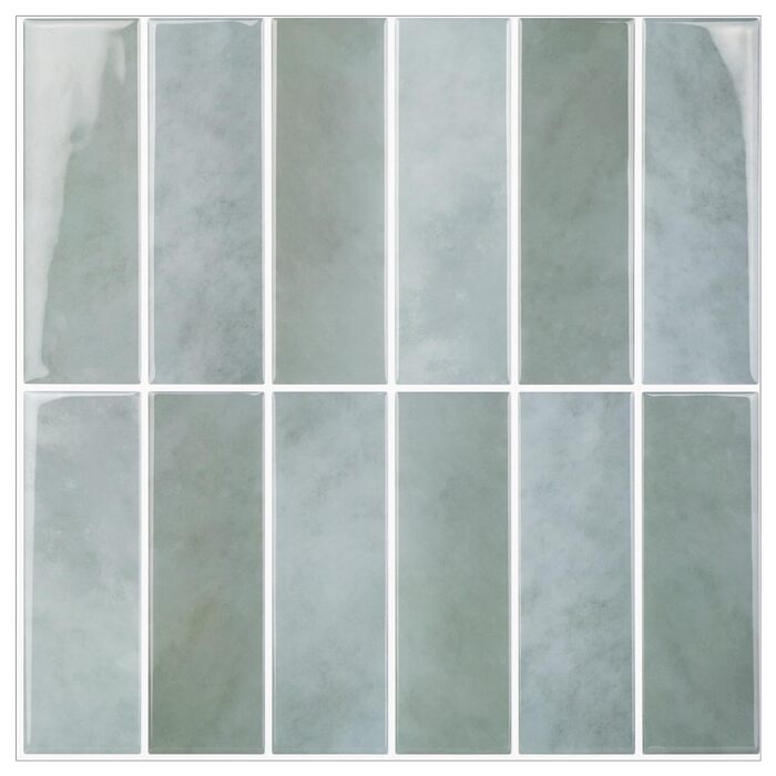 Елементна 3D самоклеюча плитка для кухонного фартуха з товстішою клейкою плиткою 2,5 мм (30,5 x 30,5 см) (шавлійно-зелена), 10-