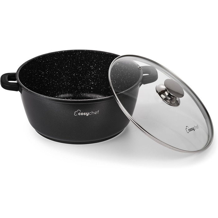 Набір посуду CosyChef Leia 28 см - Набір з 2 предметів посуду зі скляною кришкою та антипригарним покриттям - Підходить для всіх типів плит, включаючи індукційні - Без ПФОК