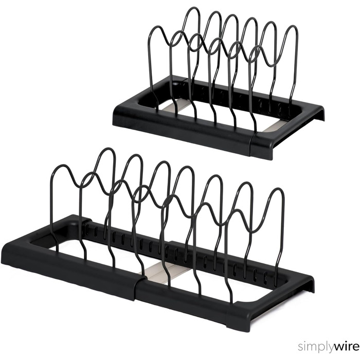 Тримач для посуду розсувний, набір 2 предмети, чорний Simplywire