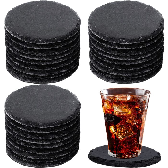 Набір із 50 круглих підставок із натурального сланцю Yinder