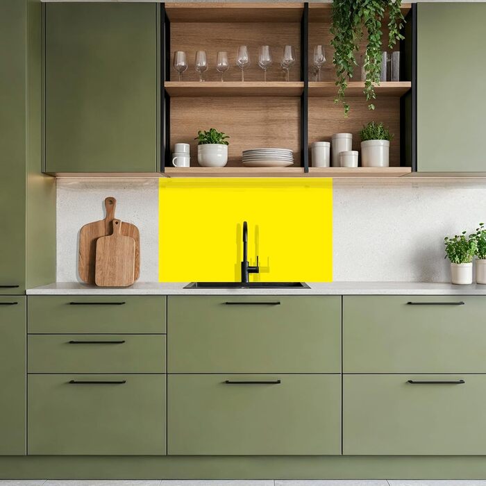 Кухонний фартух 60x250 см, самоклеючий фартух, кухонний фартух, кухонний фасад, самоклеючі кухонні фартухи - Осінь (Жовтий - Однотонний, 60 x 100 см)