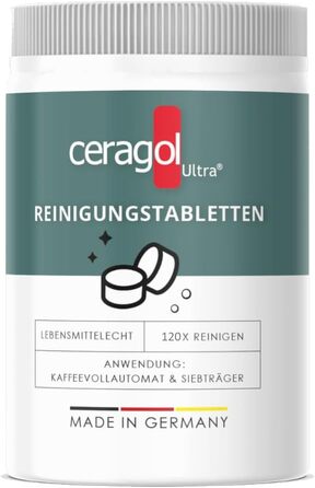 Порошок для чищення Ceragol Ultra Premium Засіб для чищення кавоварок, портафільтрів та еспресо-машин, засіб для видалення кавового жиру, 500 г (120 шт. (1 упаковка))