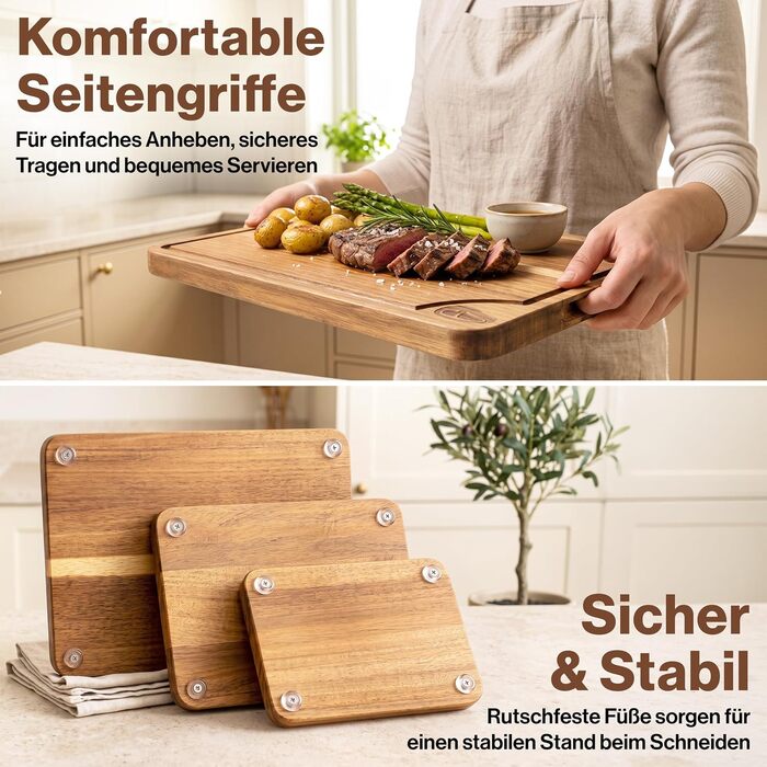 Набір з 3 обробних дощок з акації EDELHAUS