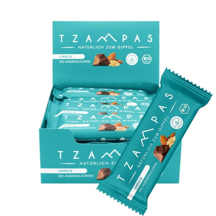 Энергетические батончики с темным шоколадом и миндалем 16 x 40 г, Choco TZAMPAS