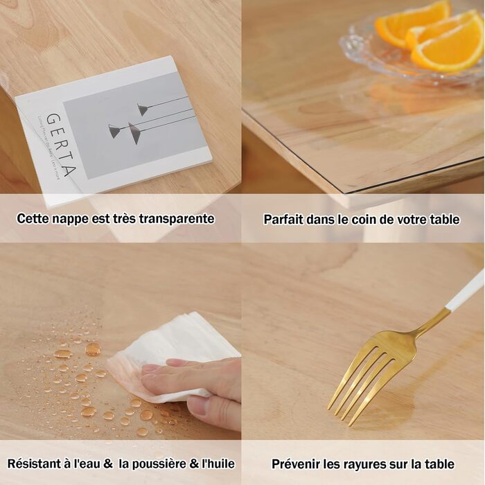 Прозора скатертина Ever Fairy, захисна плівка для столу з ПВХ 2,0 мм, килимок для кухні, їдальні, дерев&39яних меблів, захисний чохол (60 x 110 см) (прозора прямокутна 3 мм, 160 x 90 см (прямокутна))