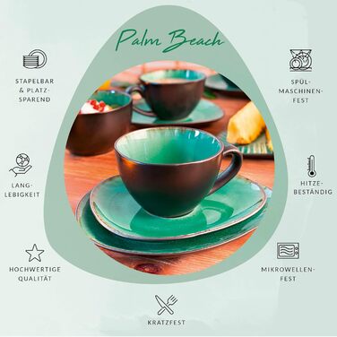 Співачка Набір кави фаянсовий Palm Beach 12 предметів, набір кавового посуду на 4 персони, чашки, підставки, десертні тарілки, що розкладаються (чашки еспресо 8 шт.)