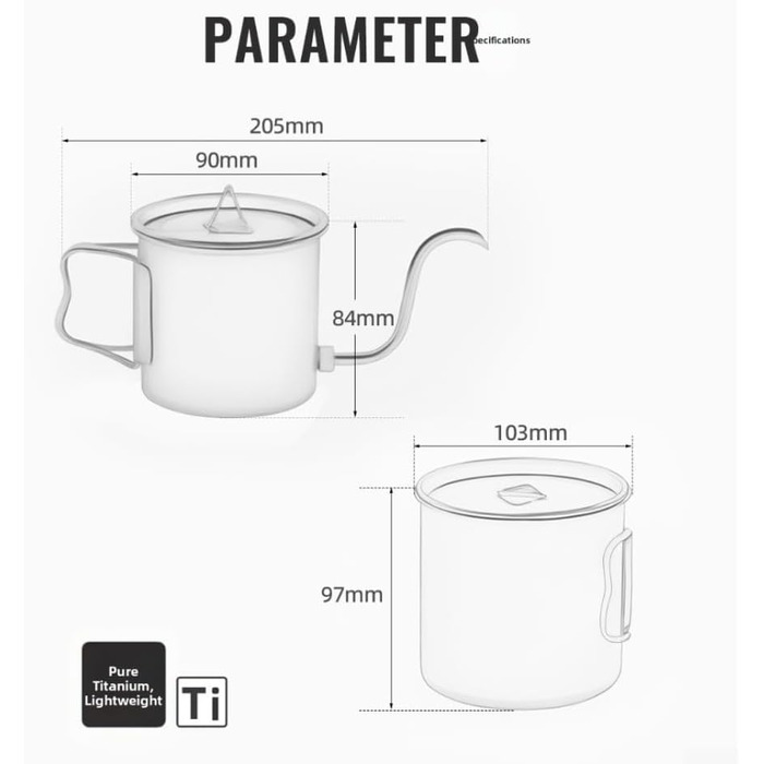 Легкий титановий похідний набір 5 предметів Posheliox