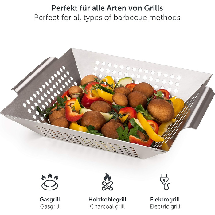 Кошик для гриля 29,5 x 29,5 x 6 см, нержавіюча сталь Blumtal