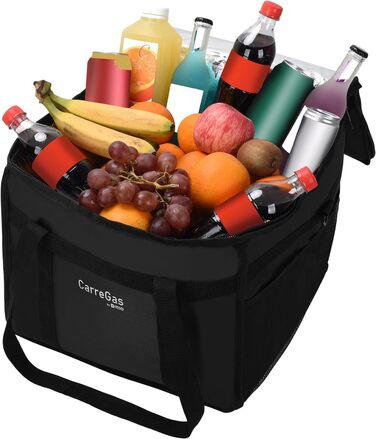 Ізольована харчова сумка, 38 x 38 x 32 см, ідеально підходить для гарячих та холодних страв, піци, ресторанів, доставки додому, індійської/китайської їжі, пікніків, термосумка, чорна