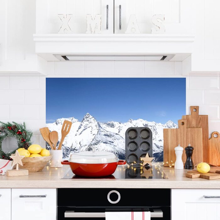 Дизайнерський кухонний фартух з алюмінієвого композиту, кухонний фартух, товщина 3 мм, 60x100 см, (Світлі гори)