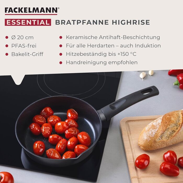 Сковорода 20 см глибока з керамічним покриттям, чорна Highrise Fackelmann