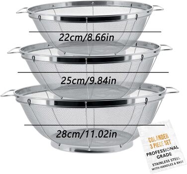 Металеві ситечка для кухні 3 шт Fbinys