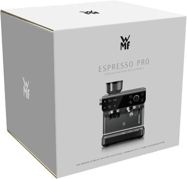 Портафільтрова кавоварка WMF Espresso Pro, напівавтоматична еспресо-машина з кавомолкою, тиск 15 бар, вбудована вага, технологія подвійного термоблоку, швидке нагрівання, колір сірий камінь