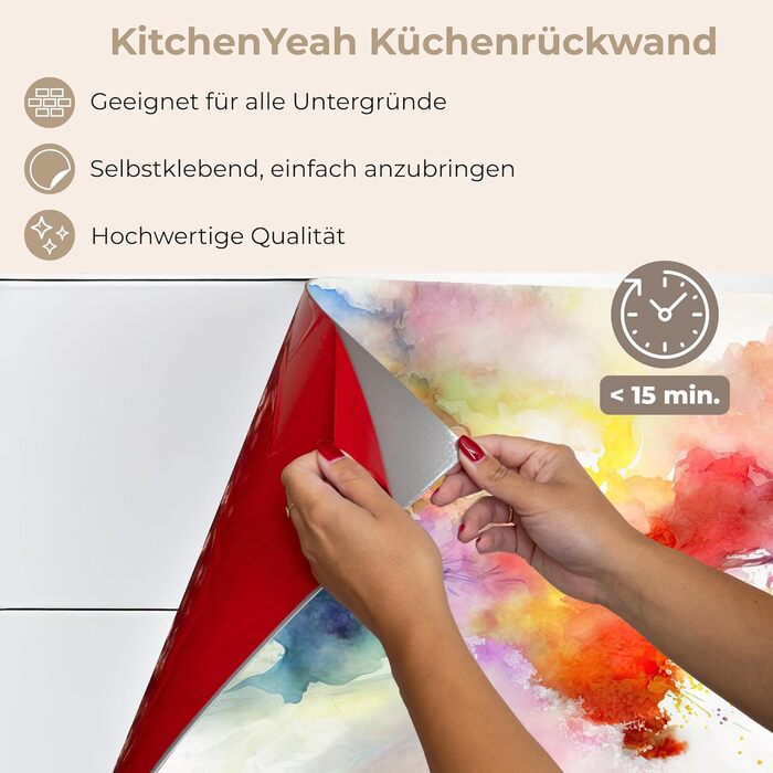 Кухонний фартух 60x80 см Самоклеючий настінний захисний екран для кухні Кухонний фартух Кухонні фасади Кухонні фартухи Кухонна стіна Вода - Пейзаж - (Акварель - Веселка, 60 x 80 см)