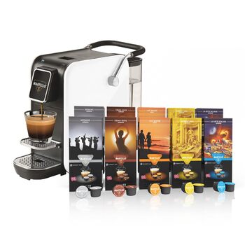 Кофемашина капсульная белая Smart Martello и набор из 100 кофейных капсул Martello