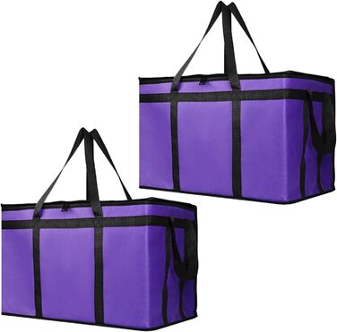 Складні, ізольовані сумки для їжі з шарами, чудово зберігають тепло для кемпінгу та пікніків, водонепроникна сумка-холодильник для кемпінгу (фіолетового кольору), 2