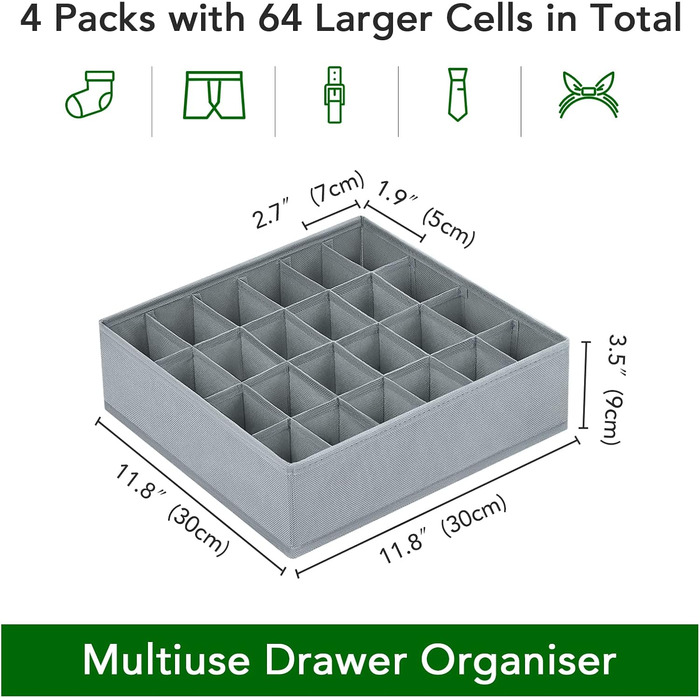 Органайзер для одягу на 24 відділення, набір 4 предмети, сірий Homsorout