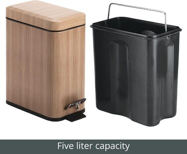 Відро для сміття 5 л з металевою кришкою, Medium Oak mDesign