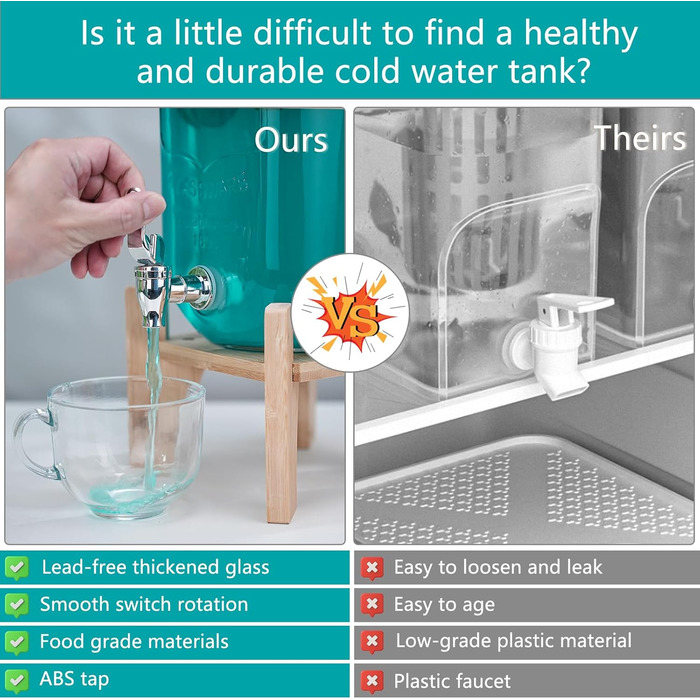 Диспенсер для напитков стеклянный с краном 2 шт по 4 л Hiziwimi