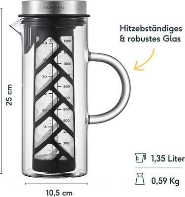 Кавоварка скляна з фільтром 1,2 л Silberthal