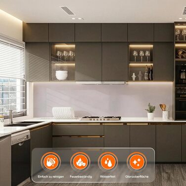 Стінові панелі IZODEKOR під мармур 60x120 см Панель для кухонного фартуха ПВХ-облицювання стін для кухні, ванної кімнати Бризкозахисний екран для кухні Водонепроникний та термостійкий (4 панелі, колір лебединий білий)