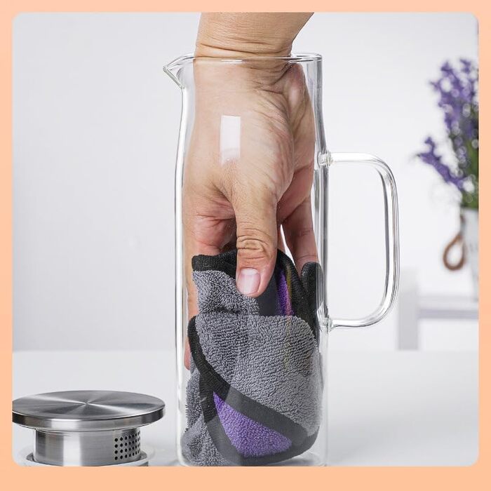 Стеклянный кувшин с крышкой для холодных и горячих напитков 1 л Sharemee