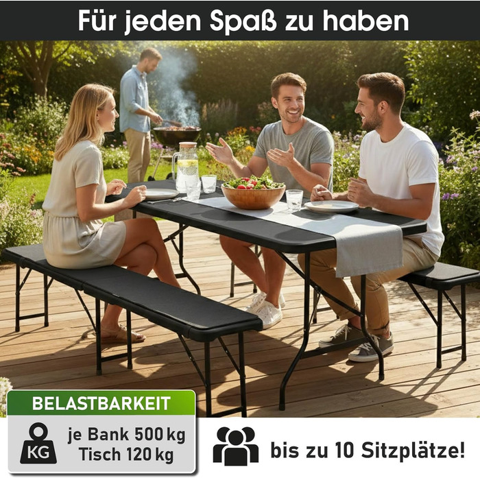 Комплект із 3 предметів стіл та лавки чорні BRAST