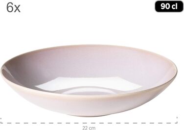 Набір тарілок MSER 931946 серії Ossia на 6 осіб у середземноморському вінтажному стилі, сучасний обідній сервіз із 12 предметів із суповими тарілками та обідніми тарілками, керамограніт (рожевий)
