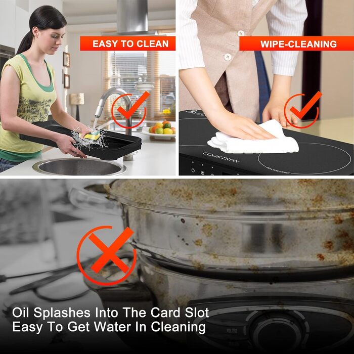 Портативна індукційна варильна поверхня на 2 конфорки 1800 Вт COOKTRON