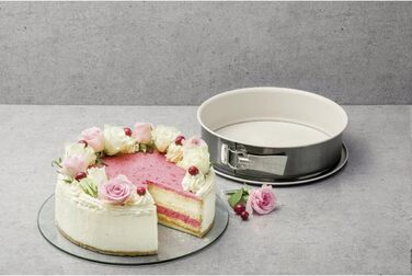 Сковорода Dr. Oetker Springform Ø 28 см BACK-TREND, форма для торта з плоским дном, кругла форма для випічки зі сталі з армованим керамікою антипригарним покриттям (колір крем/антрацит), кількість (у комплекті з формою для торта, 30 см)
