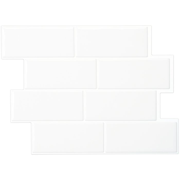 Наклейки для плитки, що самоклеяться - упаковка з 5 аркушів 29,36 см x 21,29 см - 3D самоклеючі ПВХ наклейки для плитки та фартуха для кухні, ванної кімнати та стін, кольорова та водонепроникна плитка (чисто-білий колір)