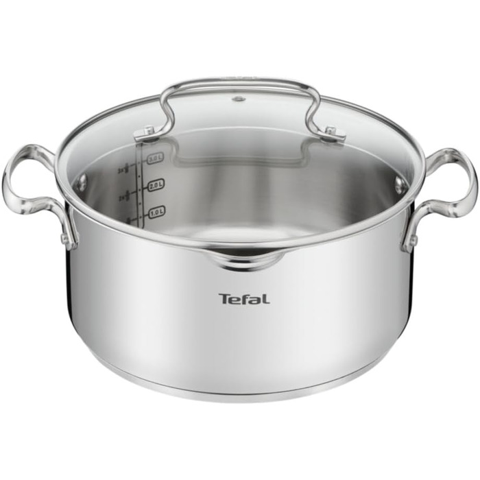 Кастрюля 5 л из нержавеющей стали со стеклянной крышкой 24 см Duetto+ Tefal