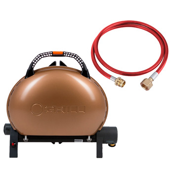 КОМПЛЕКТ Портативний переносний газовий гриль O-GRILL 500, бронзовий + шланг в подарунок! Код: 011674