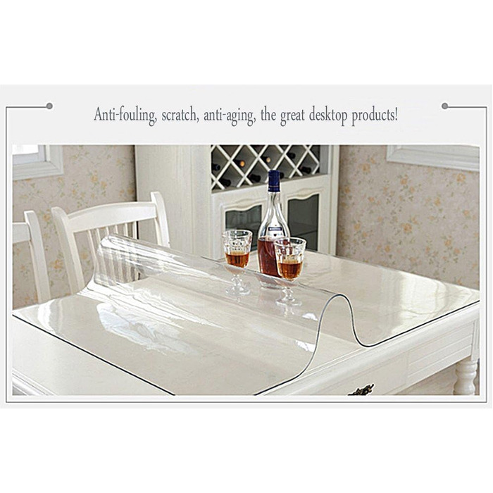 Прозорий захисний чохол для скатертини Ever Fairy, 2,0 мм, ПВХ-килимок для кухні, їдальні, дерев&39яних меблів, захисний чохол (60 x 110 см) (прозорий прямокутний 2 мм, 160 x 80 см (прямокутний))