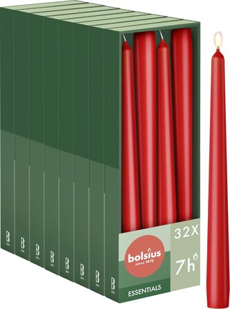 Набір з 32 конічних свічок 2,4 x 24,5 см, червоний Essentials Bolsius