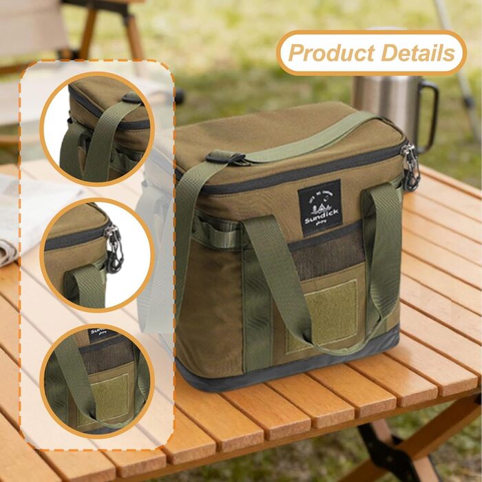 Ізольована сумка, універсальна, портативна, утеплена термосумка для дорослих, ідеально підходить для кемпінгу, офісу, риболовлі, походів та пікніків, зелена