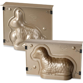 Набір з 2 форм для пасхальної випічки, маленьке ягня та кролик Golden Easter Dr. Oetker