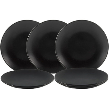 Фарфоровая Тарелка Обеденная 26,5 см черная - Набор из 6 шт. - Фарфоровая тарелка плоская (Тарелка для торта / 21 см)
