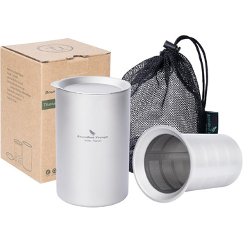 Титановая чайная чашка с фильтром и крышкой для рассыпного чая 350 мл iBasingo
