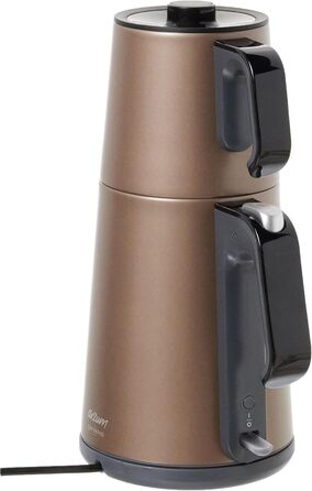 Електричний турецький чайник, 2200 Вт, чайник 3,5 л, скляний чайник 1,2 л, нержавіюча сталь, інтелектуальний контроль температури, захист від кипіння (стандартний rn ls, Toprak)