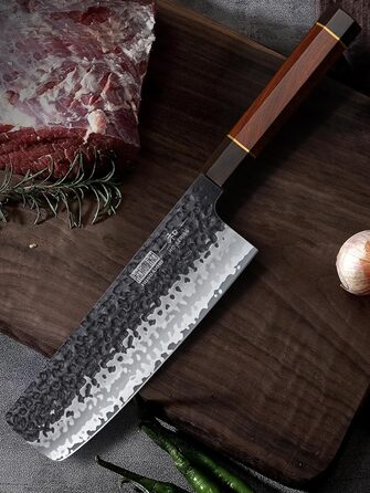 Ніж HOSHANHO Santoku Кухонний ніж ручного кування, ніж Сантоку Гостре лезо 18 см Кухонний ніж з японської серцевини VG10 Ніж для кухарів з ергономічною ручкою Подарункова коробка (ніж для кухарів Nakiri 18 см)