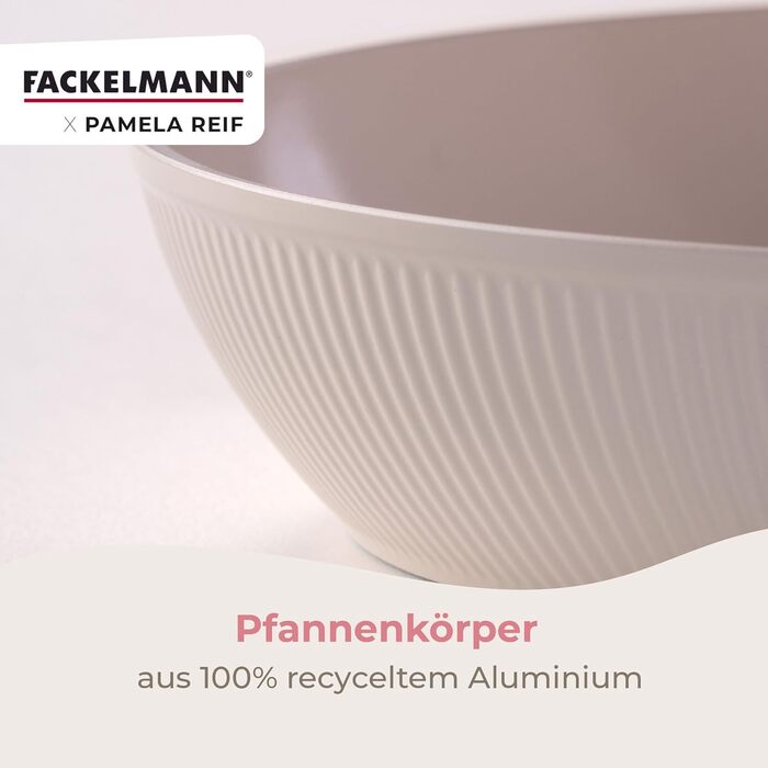 Набор из 3 сковородок 20-24-28 см с ребристым дизайном, пастельный бежевый Pamela Reif Fackelmann