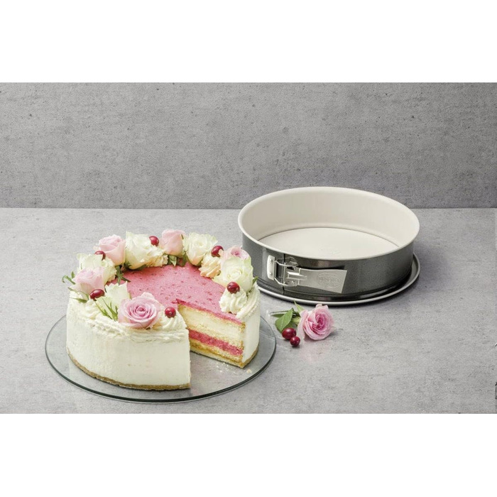 Сковорода Dr. Oetker Springform Ø 28 см BACK-TREND, форма для торта з плоским дном, кругла форма для випічки зі сталі з армованим керамікою антипригарним покриттям (колір крем/антрацит), кількість (у комплекті з формою для торта, 30 см)