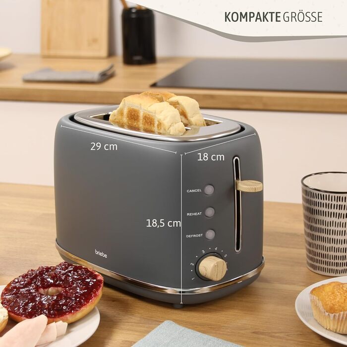 Лоток для крихт, Nordic Design, 870 Вт, Зелений, 2-Slice Toaster, 6 Tostings Function, Keep Warm Function, Cancel, Reheat and Defrost