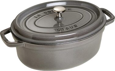Чавунна жаровня/кокот STAUB, овальна 6,7 л, (23 см, графітово-сіра)