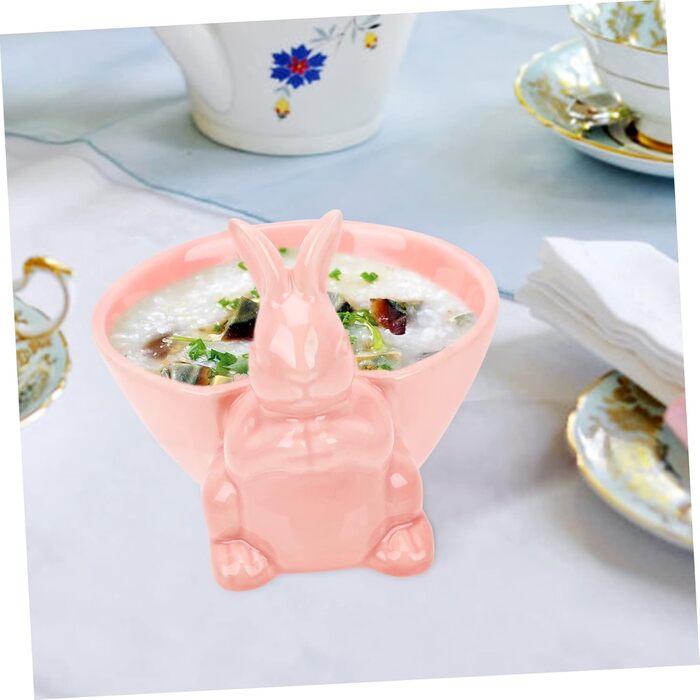 Керамическая миска с кроликом розовый HOLIDYOYO