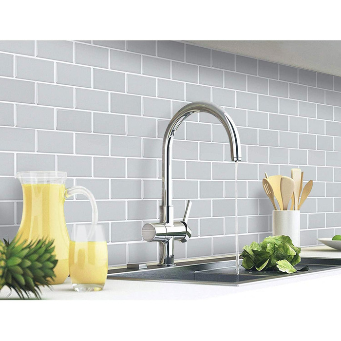 Штук 3D наклейки на плитку для ванної кімнати кухні, клейка вінілова плитка, самоклеюча плівка для плитки, стінові панелі, ПВХ, плитка Metro, самоклеючий декор плитки 30x30, декор настінної плитки (1, світло-зелений)