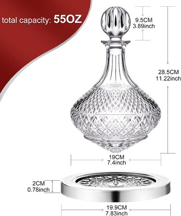 Вращающийся декантер для вина 1,5 л Paysky