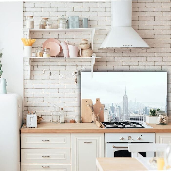 Дизайнерський кухонний фартух з алюмінієвого композиту, кухонний фартух, товщина 3 мм, 60x100 см, (Big City Bright)