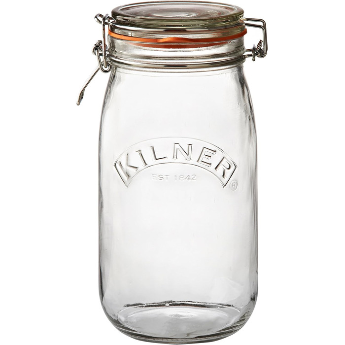 Стеклянная банка для хранения 1,5 л с зажимом Kilner
